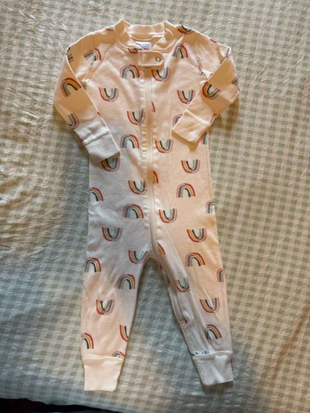 Hannah Andersson 18-24 months Cream Rainbow One-Piece Zip Pajamas